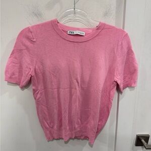 Zara Bubblegum Crewneck Short Sleeve Top